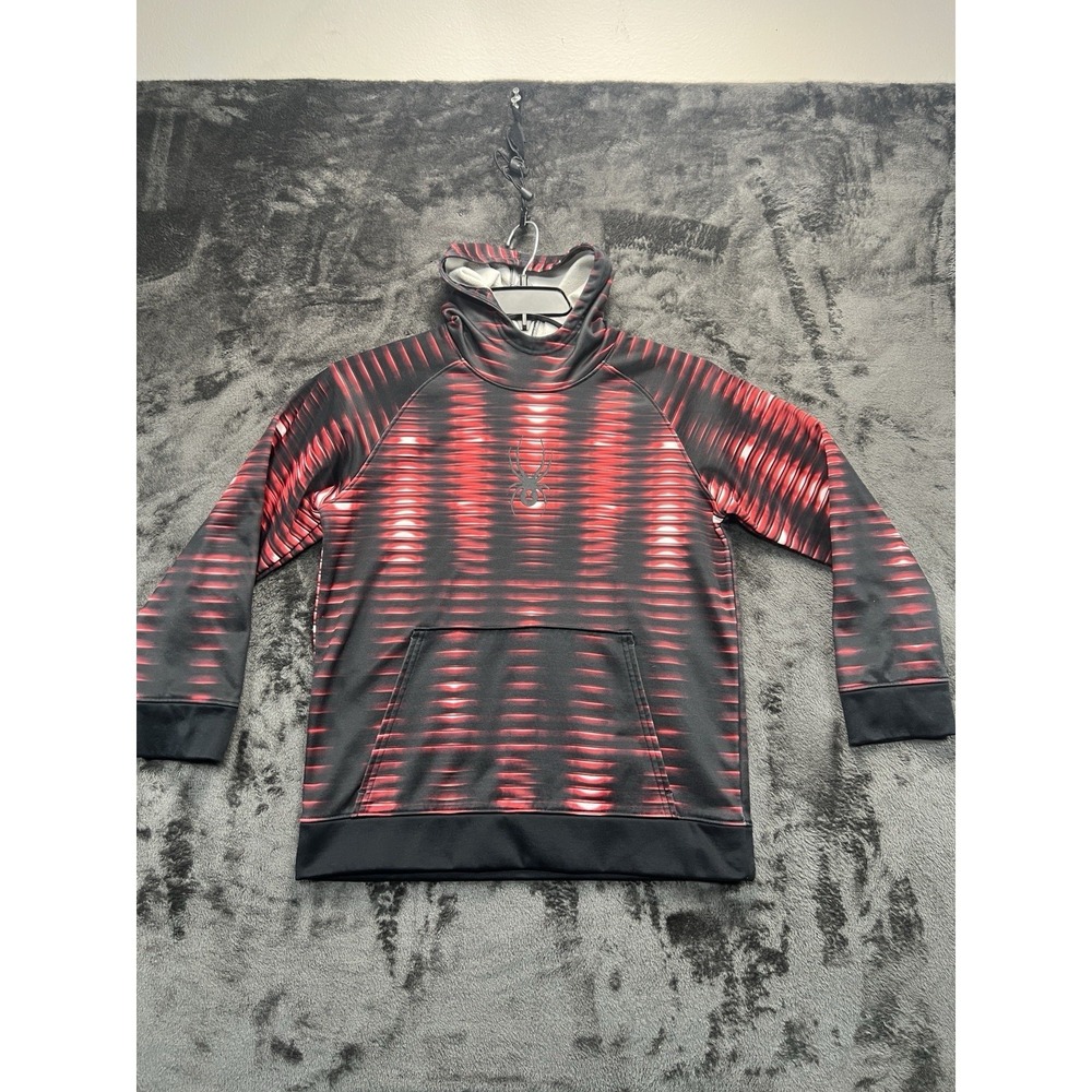 Spyder Youth Large 160 Fleece Hoodie Red Black Ski‎ Performance Pullover